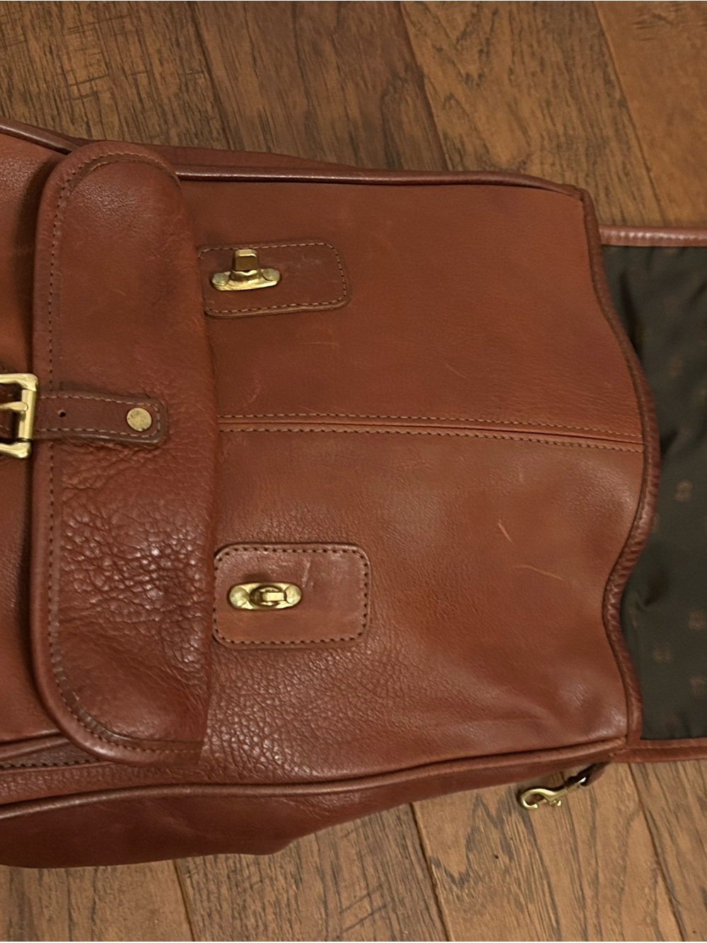 JW Hulme Continental Backpack Made In USA Genuine Brown Leather. Like New - Picture 6 of 13